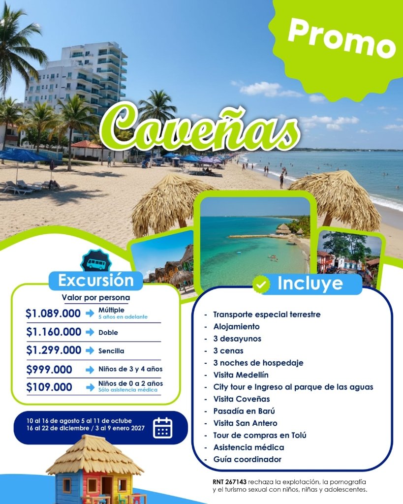 Flyer Oficial Promo Coveñas desde Cali