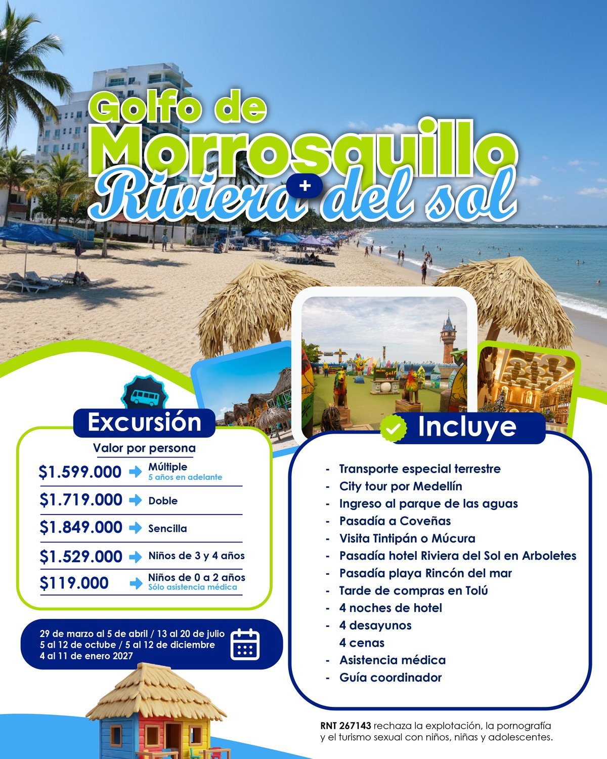 Plan Golfo de Morrosquillo + Hotel Riviera del Sol